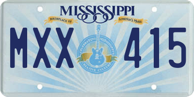 MS license plate MXX415