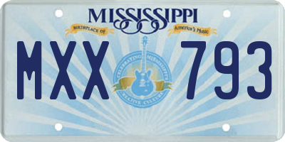 MS license plate MXX793