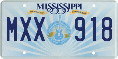 MS license plate MXX918