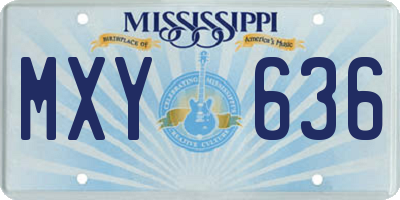 MS license plate MXY636