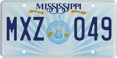 MS license plate MXZ049