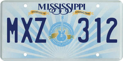 MS license plate MXZ312