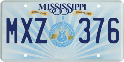 MS license plate MXZ376