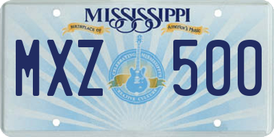 MS license plate MXZ500