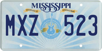 MS license plate MXZ523
