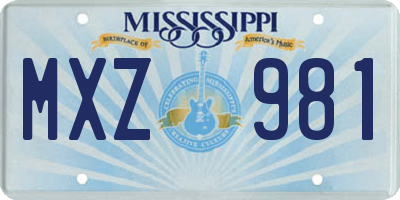 MS license plate MXZ981