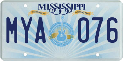 MS license plate MYA076