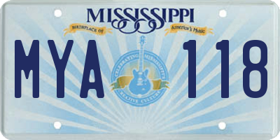 MS license plate MYA118