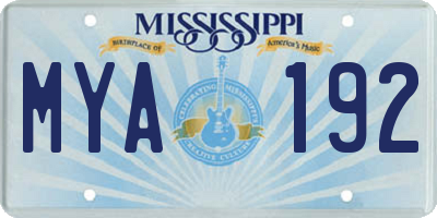MS license plate MYA192