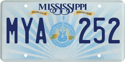 MS license plate MYA252
