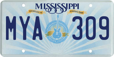 MS license plate MYA309