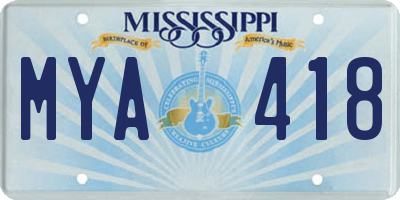 MS license plate MYA418