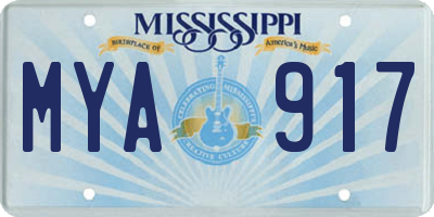 MS license plate MYA917