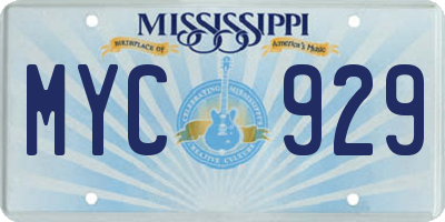 MS license plate MYC929