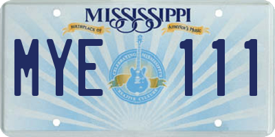 MS license plate MYE111