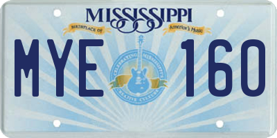 MS license plate MYE160
