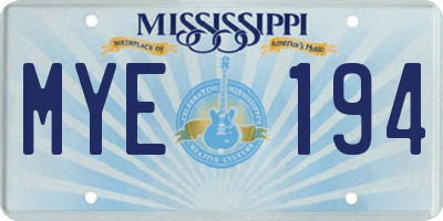 MS license plate MYE194