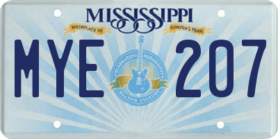 MS license plate MYE207