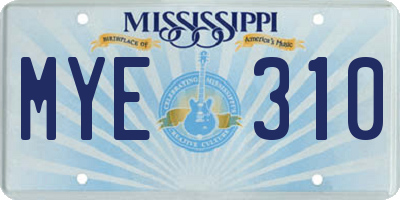 MS license plate MYE310
