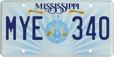 MS license plate MYE340