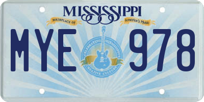 MS license plate MYE978