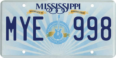 MS license plate MYE998