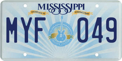 MS license plate MYF049
