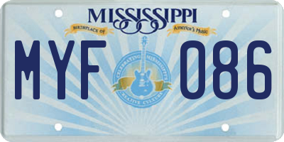 MS license plate MYF086