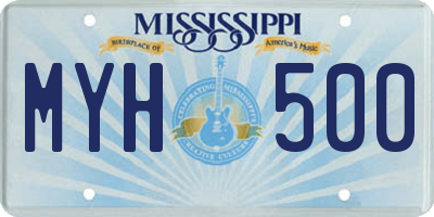 MS license plate MYH500