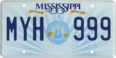 MS license plate MYH999