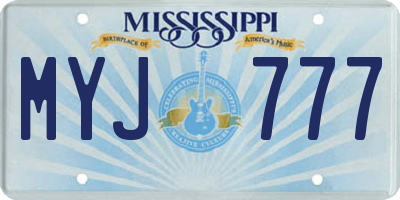 MS license plate MYJ777