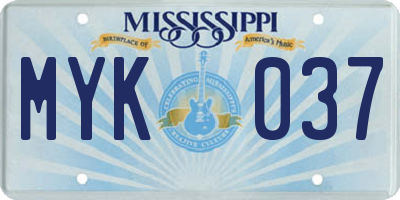 MS license plate MYK037