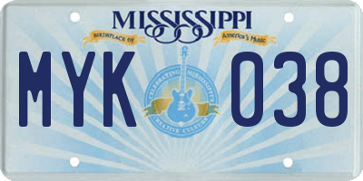 MS license plate MYK038