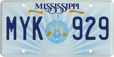 MS license plate MYK929