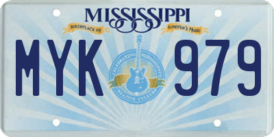 MS license plate MYK979