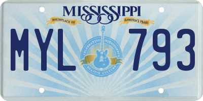MS license plate MYL793