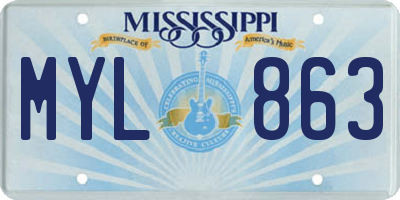 MS license plate MYL863