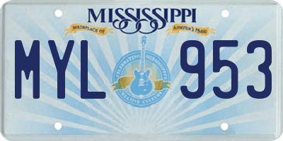 MS license plate MYL953