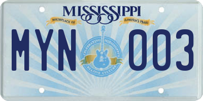 MS license plate MYN003