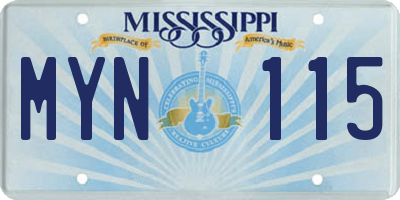 MS license plate MYN115