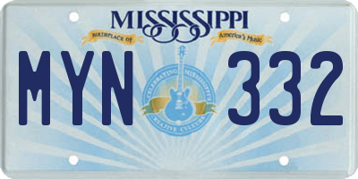 MS license plate MYN332