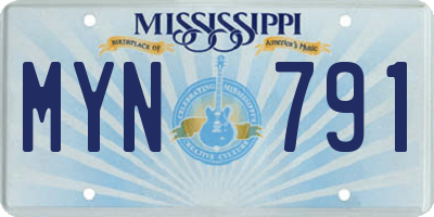 MS license plate MYN791