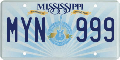 MS license plate MYN999