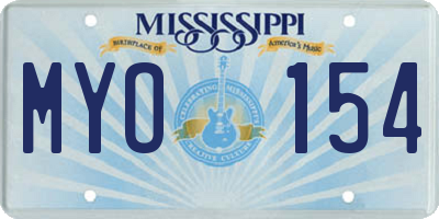 MS license plate MYO154