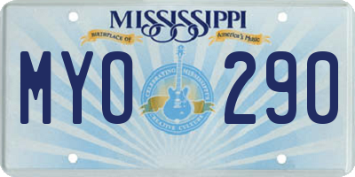 MS license plate MYO290