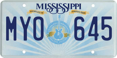 MS license plate MYO645