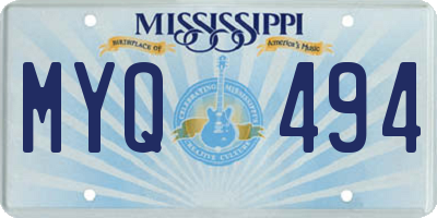 MS license plate MYQ494