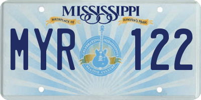 MS license plate MYR122
