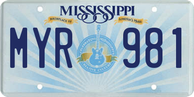MS license plate MYR981