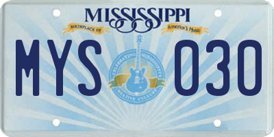 MS license plate MYS030